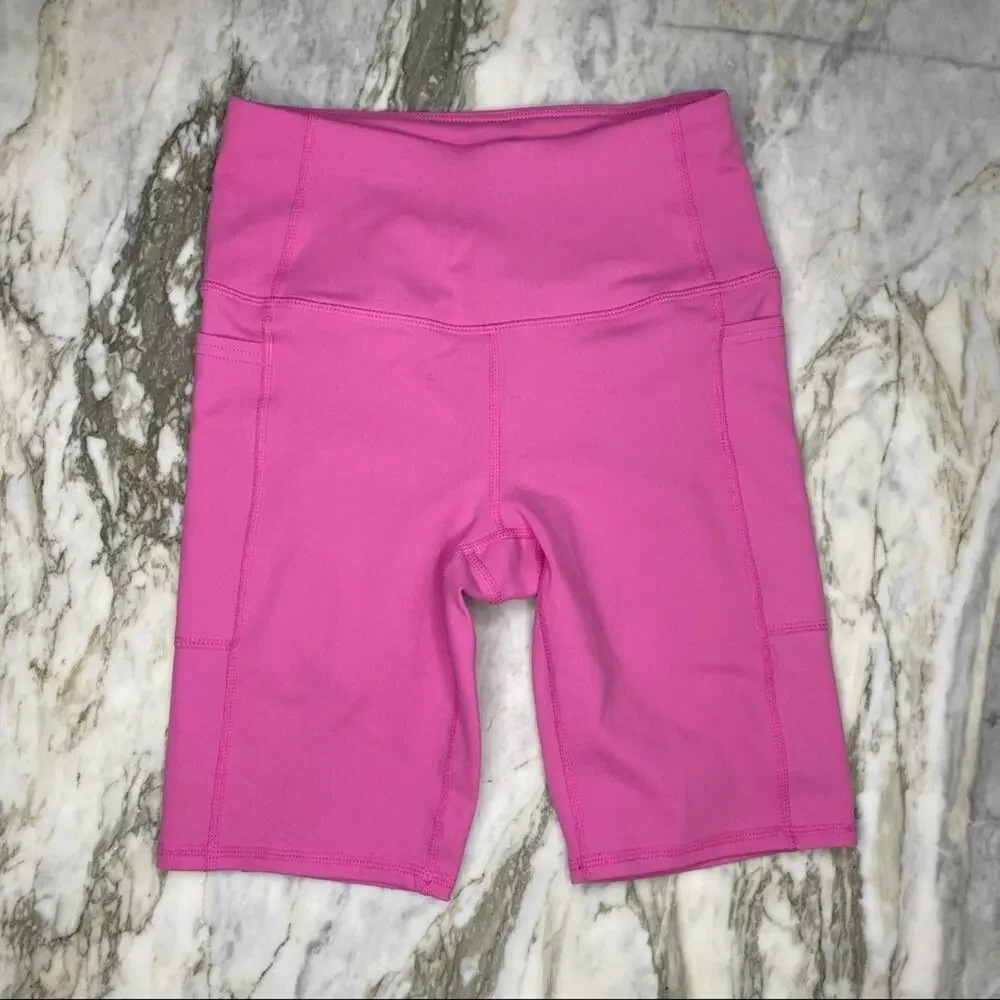 SKECHERS Women's Athletic Rose Pink High Waisted Pocket Bike Shorts Size XS